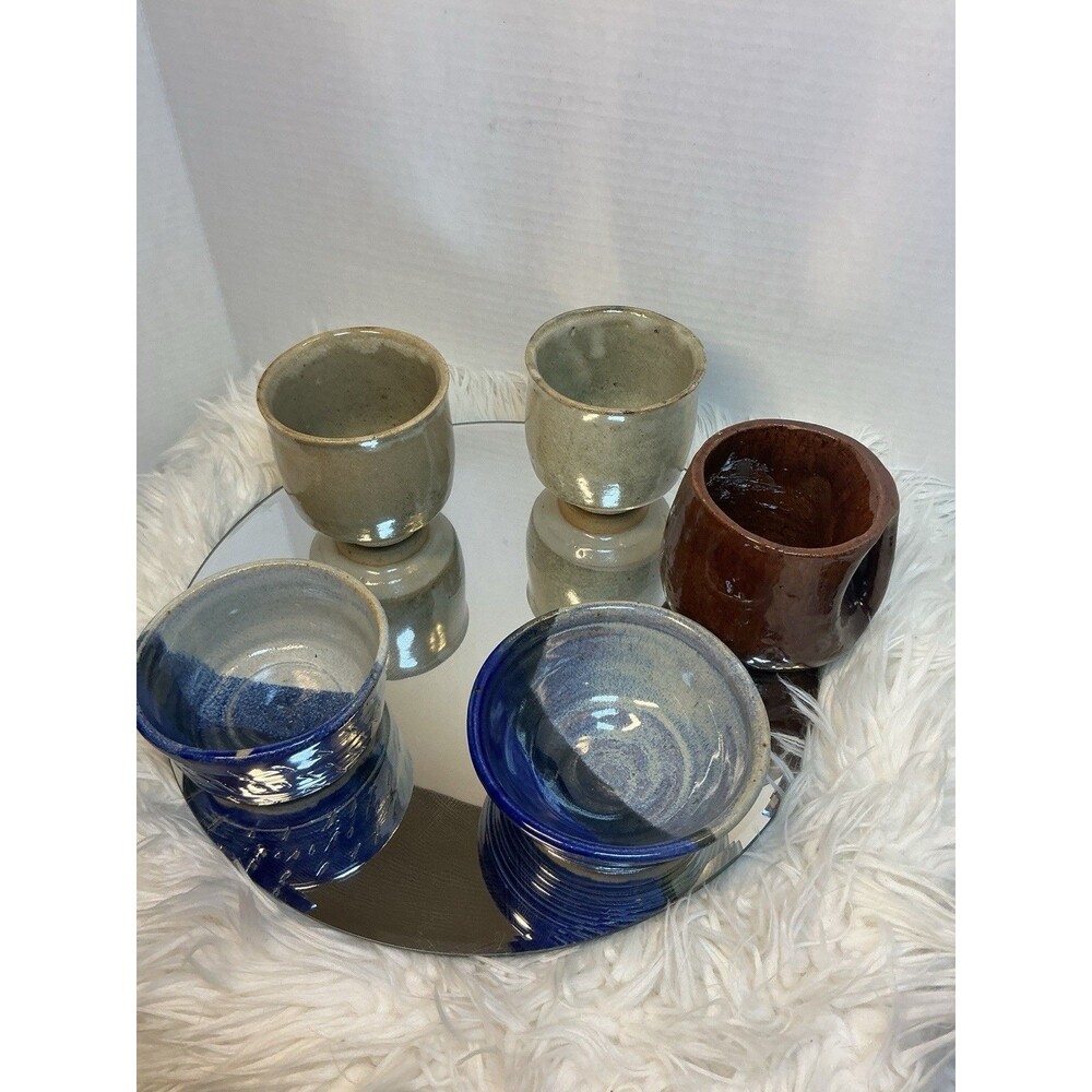 Lot of 5 Studio Art Pottery Cups/ Bowls   Variety Dif. Artists  Mcm